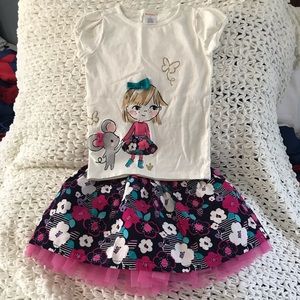 Girls 4T Gymboree SS shirt and corduroy skirt.